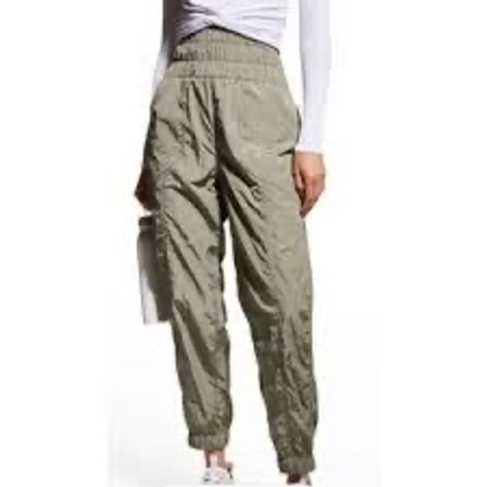 Free People Movement Way Home Joggers Sage Green Smocked High Rise Nylon Size S